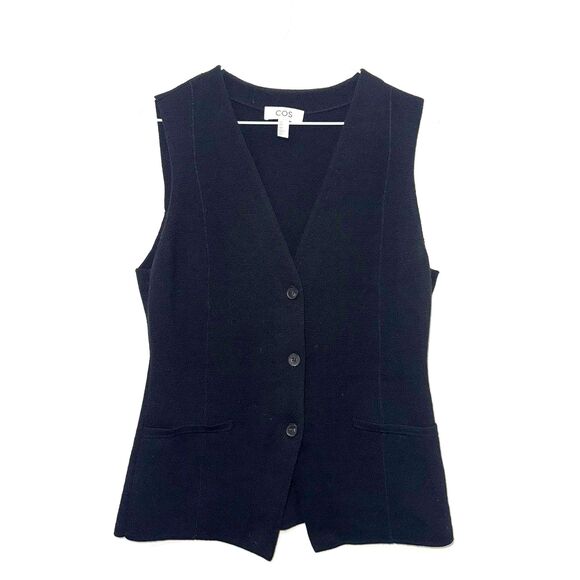 COS Sweaters - COS Knit Button Front Sweater Vest - Black M